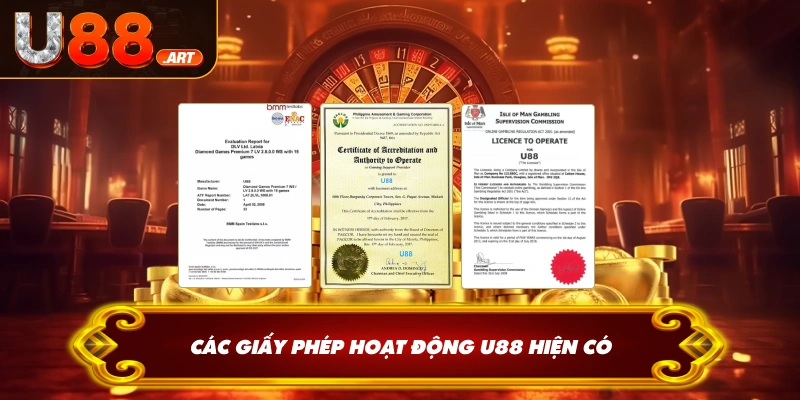 Các giấy phép hoạt động U88 hiện có